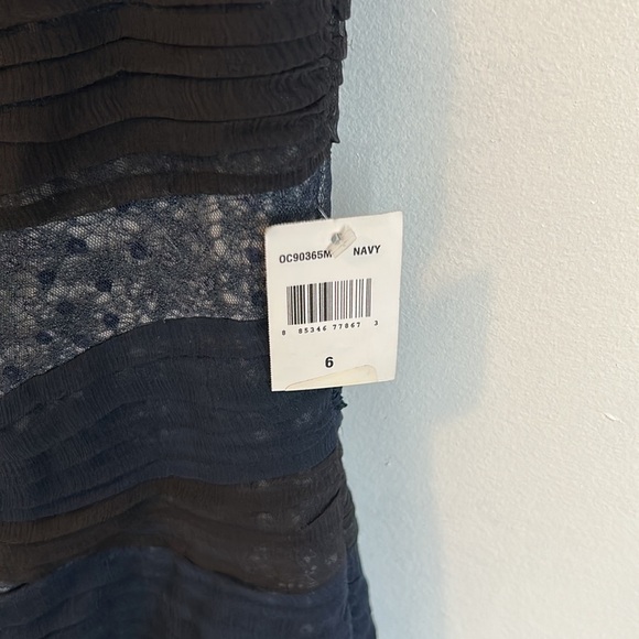 Tadashi Shoji Navy/Black Mesh Sequin One Shoulder Dress - Picture 7 of 12